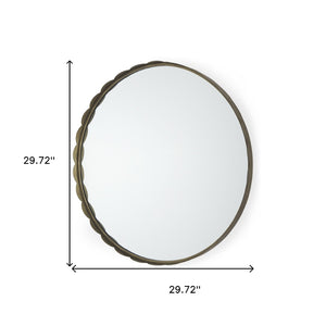 HomeRoots 30" Gold Metal Scalloped Accent Mirror - Elegant Decorative Mirror for Modern & Classic Interiors 607277