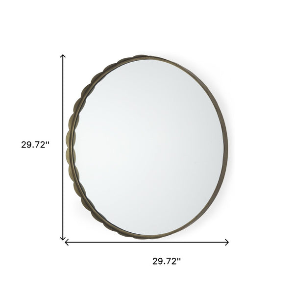 HomeRoots 30" Gold Metal Scalloped Accent Mirror - Elegant Decorative Mirror for Modern & Classic Interiors 607277