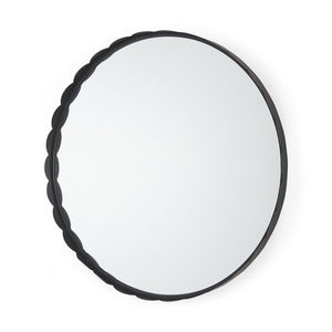 HomeRoots 30" Elegant Black Metal Scalloped Framed Accent Mirror for Modern & Classic Home Decor Styles 607278