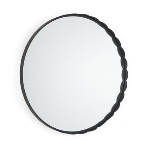 HomeRoots 30" Elegant Black Metal Scalloped Framed Accent Mirror for Modern & Classic Home Decor Styles 607278