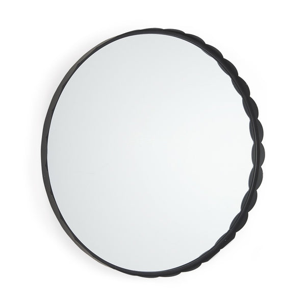 HomeRoots 30" Elegant Black Metal Scalloped Framed Accent Mirror for Modern & Classic Home Decor Styles 607278