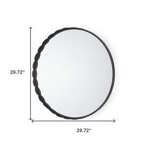 HomeRoots 30" Elegant Black Metal Scalloped Framed Accent Mirror for Modern & Classic Home Decor Styles 607278