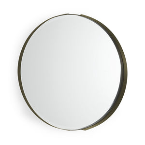 HomeRoots 24" Gold Metal Round Framed Accent Mirror - Elegant Home Decor for Any Room, Easy to Install & Stylish 607279