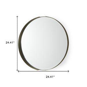 HomeRoots 24" Gold Metal Round Framed Accent Mirror - Elegant Home Decor for Any Room, Easy to Install & Stylish 607279
