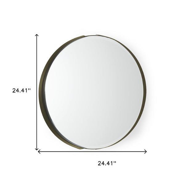 HomeRoots 24" Gold Metal Round Framed Accent Mirror - Elegant Home Decor for Any Room, Easy to Install & Stylish 607279