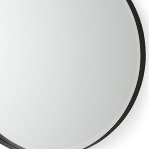 HomeRoots 24" Black Metal Round Accent Mirror – Modern Minimalist Design for Home & Office Décor Upgrade 607280