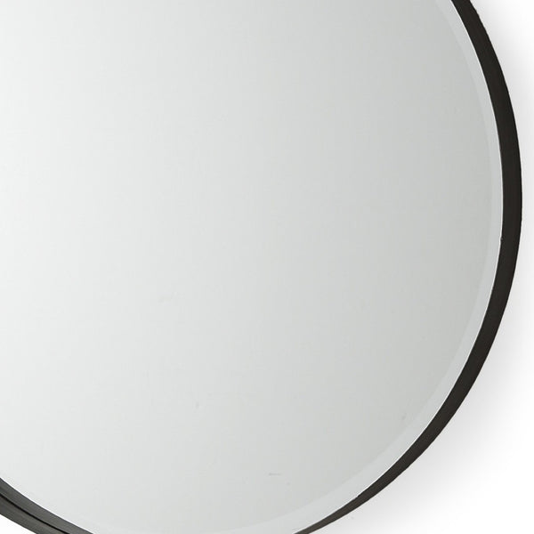 HomeRoots 24" Black Metal Round Accent Mirror – Modern Minimalist Design for Home & Office Décor Upgrade 607280