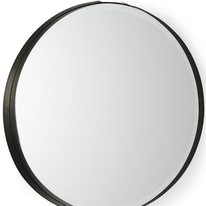 HomeRoots 24" Black Metal Round Accent Mirror – Modern Minimalist Design for Home & Office Décor Upgrade 607280