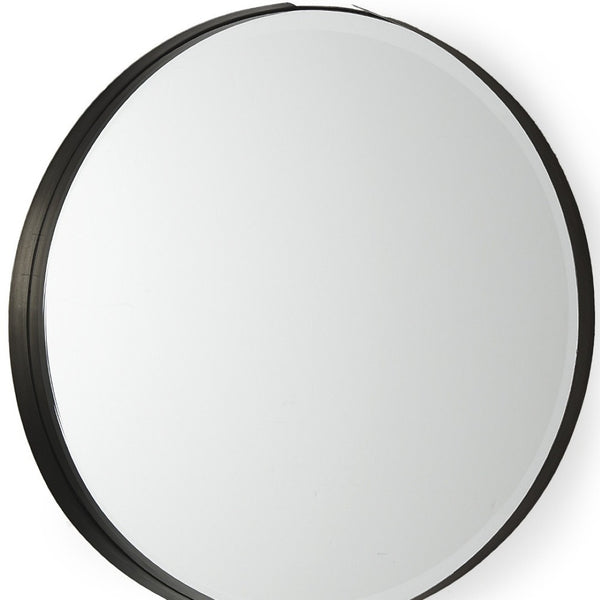 HomeRoots 24" Black Metal Round Accent Mirror – Modern Minimalist Design for Home & Office Décor Upgrade 607280