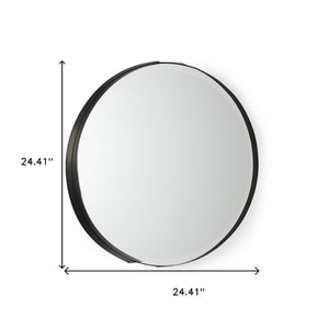 HomeRoots 24" Black Metal Round Accent Mirror – Modern Minimalist Design for Home & Office Décor Upgrade 607280