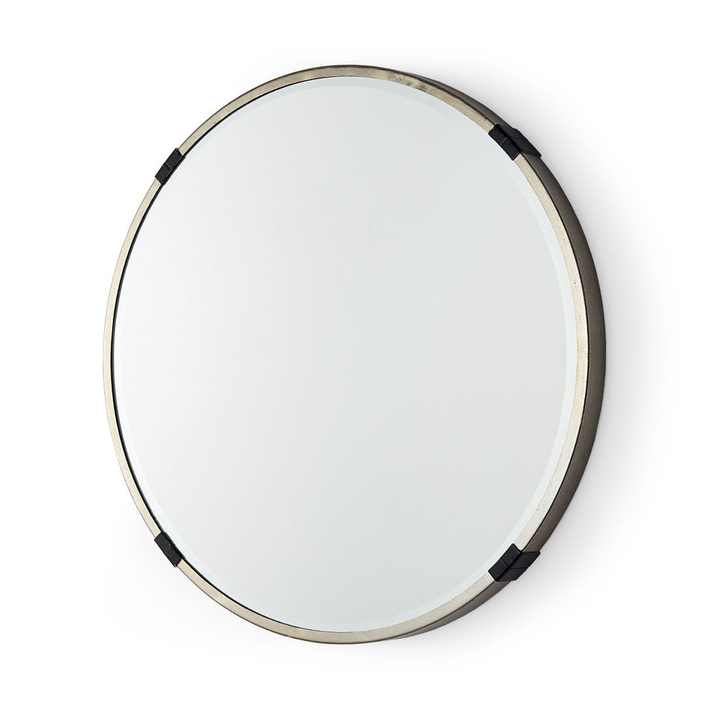 HomeRoots 24" Modern Gold and Black Round Accent Mirror - Sleek Metal Frame for Chic Home Decor Bliss! 607281