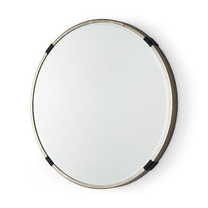 HomeRoots 24" Modern Gold and Black Round Accent Mirror - Sleek Metal Frame for Chic Home Decor Bliss! 607281