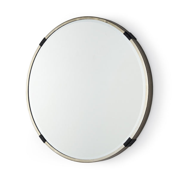 HomeRoots 24" Modern Gold and Black Round Accent Mirror - Sleek Metal Frame for Chic Home Decor Bliss! 607281