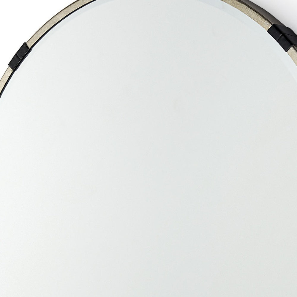HomeRoots 24" Modern Gold and Black Round Accent Mirror - Sleek Metal Frame for Chic Home Decor Bliss! 607281