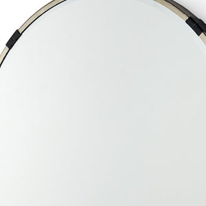 HomeRoots 24" Modern Gold and Black Round Accent Mirror - Sleek Metal Frame for Chic Home Decor Bliss! 607281