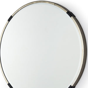 HomeRoots 24" Modern Gold and Black Round Accent Mirror - Sleek Metal Frame for Chic Home Decor Bliss! 607281