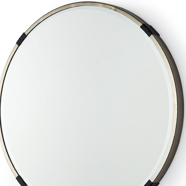 HomeRoots 24" Modern Gold and Black Round Accent Mirror - Sleek Metal Frame for Chic Home Decor Bliss! 607281