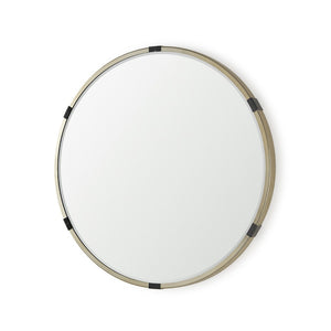 HomeRoots 29" Gold and Black Round Metal Accent Mirror – Modern Chic Design for Living Room, Entryway, or Bath 607282