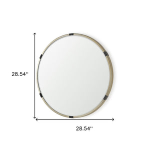 HomeRoots 29" Gold and Black Round Metal Accent Mirror – Modern Chic Design for Living Room, Entryway, or Bath 607282