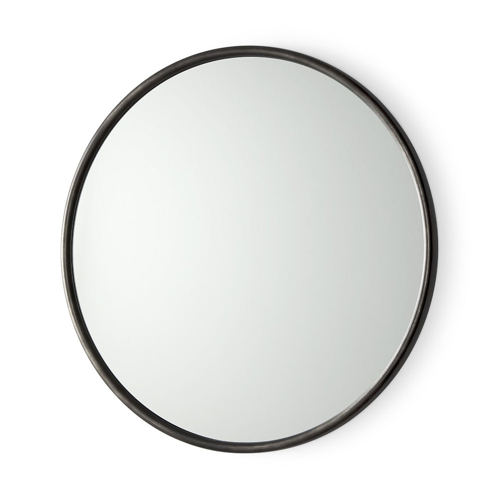 HomeRoots 36" Black Metal Round Framed Accent Mirror – Modern Design, Clear Reflection, Perfect for Any Space 607283