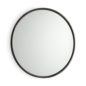 HomeRoots 36" Black Metal Round Framed Accent Mirror – Modern Design, Clear Reflection, Perfect for Any Space 607283