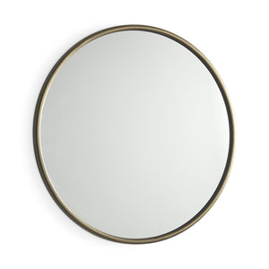 HomeRoots 36" Antiqued Gold Round Metal Framed Accent Mirror - Elevate Any Space with Timeless Elegance 607284