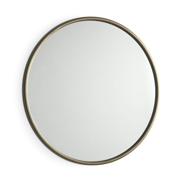 HomeRoots 36" Antiqued Gold Round Metal Framed Accent Mirror - Elevate Any Space with Timeless Elegance 607284