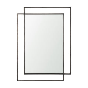HomeRoots 43" Gray Metal Double Frame Accent Mirror - Modern Geometric Design for Stylish Home Décor Upgrade 607285
