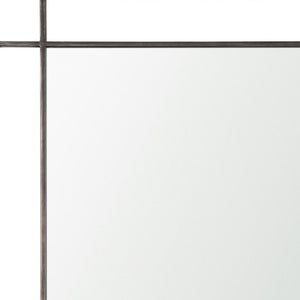HomeRoots 43" Gray Metal Double Frame Accent Mirror - Modern Geometric Design for Stylish Home Décor Upgrade 607285