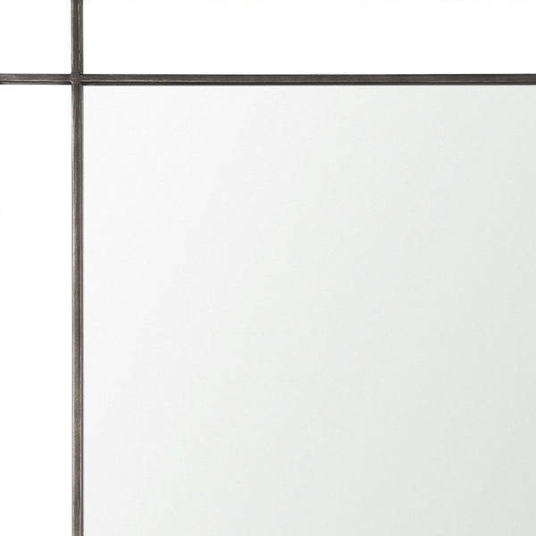 HomeRoots 43" Gray Metal Double Frame Accent Mirror - Modern Geometric Design for Stylish Home Décor Upgrade 607285