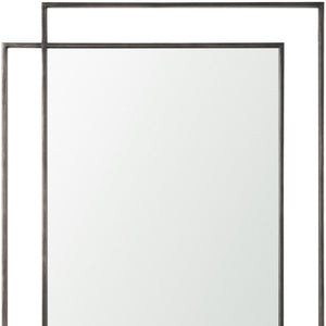 HomeRoots 43" Gray Metal Double Frame Accent Mirror - Modern Geometric Design for Stylish Home Décor Upgrade 607285