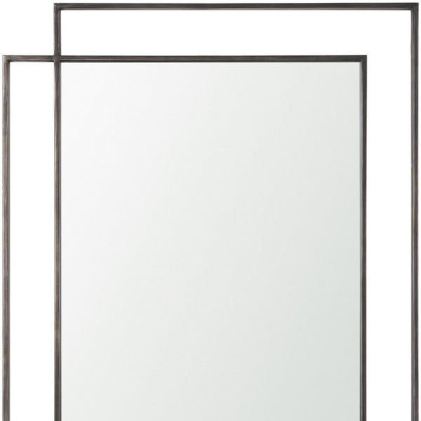 HomeRoots 43" Gray Metal Double Frame Accent Mirror - Modern Geometric Design for Stylish Home Décor Upgrade 607285