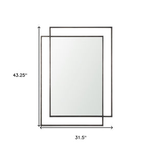 HomeRoots 43" Gray Metal Double Frame Accent Mirror - Modern Geometric Design for Stylish Home Décor Upgrade 607285