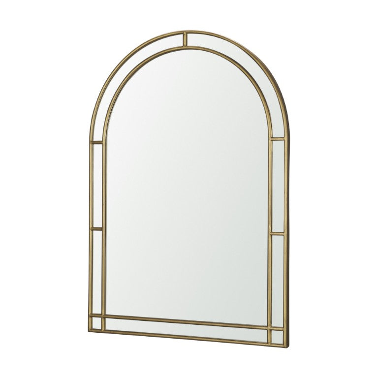 48 Inch Gold Metal Double Arch Wall Mirror Glam Accent for Living Room Decor
