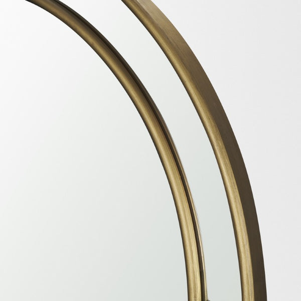 48 Inch Gold Metal Double Arch Wall Mirror Glam Accent for Living Room Decor