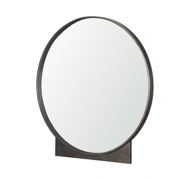 HomeRoots 38" Gunmetal Accent Mirror with Unique Geometric Frame for Modern Home Décor and Style Enhancement 607287