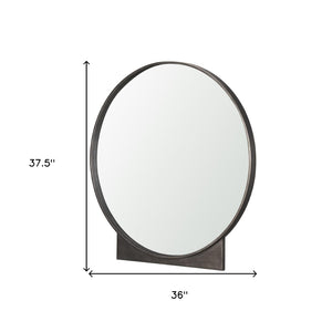 HomeRoots 38" Gunmetal Accent Mirror with Unique Geometric Frame for Modern Home Décor and Style Enhancement 607287
