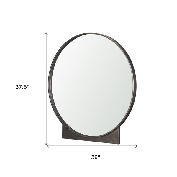 HomeRoots 38" Gunmetal Accent Mirror with Unique Geometric Frame for Modern Home Décor and Style Enhancement 607287