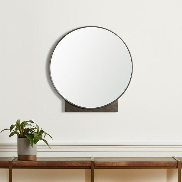 HomeRoots 38" Gunmetal Accent Mirror with Unique Geometric Frame for Modern Home Décor and Style Enhancement 607287