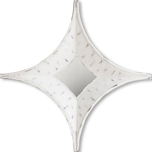 HomeRoots 17" White Distressed Solid Wood Star Accent Mirror - Rustic Farmhouse Decor for Any Room 607298