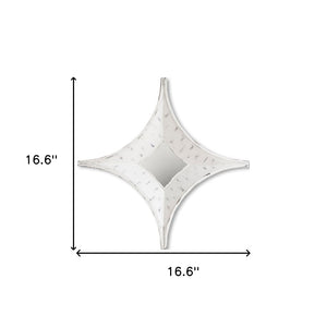 HomeRoots 17" White Distressed Solid Wood Star Accent Mirror - Rustic Farmhouse Decor for Any Room 607298