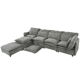 English Elm Double-Layer Cushion Modern Large U-Shaped Modular Sofa, Freely Combinable 6-Seater With Storage Function, Convertible To Sofa Bed, Perfect For Living Rooms, Offices, and Apartments