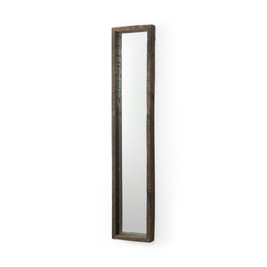 HomeRoots 12" Brown Solid Wood Framed Accent Mirror - Elegant Rectangular Design for Modern & Classic Homes 607300