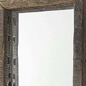 HomeRoots 12" Brown Solid Wood Framed Accent Mirror - Elegant Rectangular Design for Modern & Classic Homes 607300