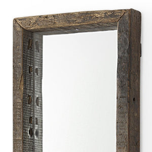 HomeRoots 12" Brown Solid Wood Framed Accent Mirror - Elegant Rectangular Design for Modern & Classic Homes 607300