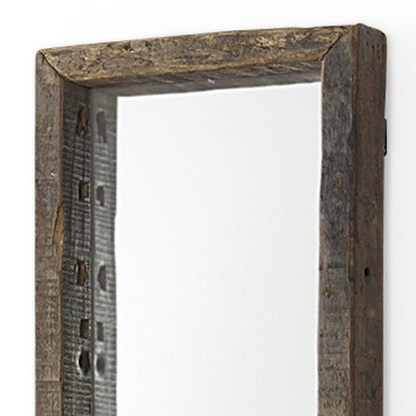 HomeRoots 12" Brown Solid Wood Framed Accent Mirror - Elegant Rectangular Design for Modern & Classic Homes 607300