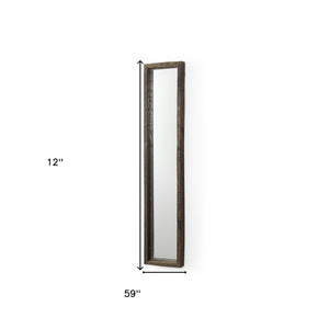 HomeRoots 12" Brown Solid Wood Framed Accent Mirror - Elegant Rectangular Design for Modern & Classic Homes 607300