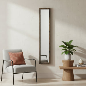 HomeRoots 12" Brown Solid Wood Framed Accent Mirror - Elegant Rectangular Design for Modern & Classic Homes 607300