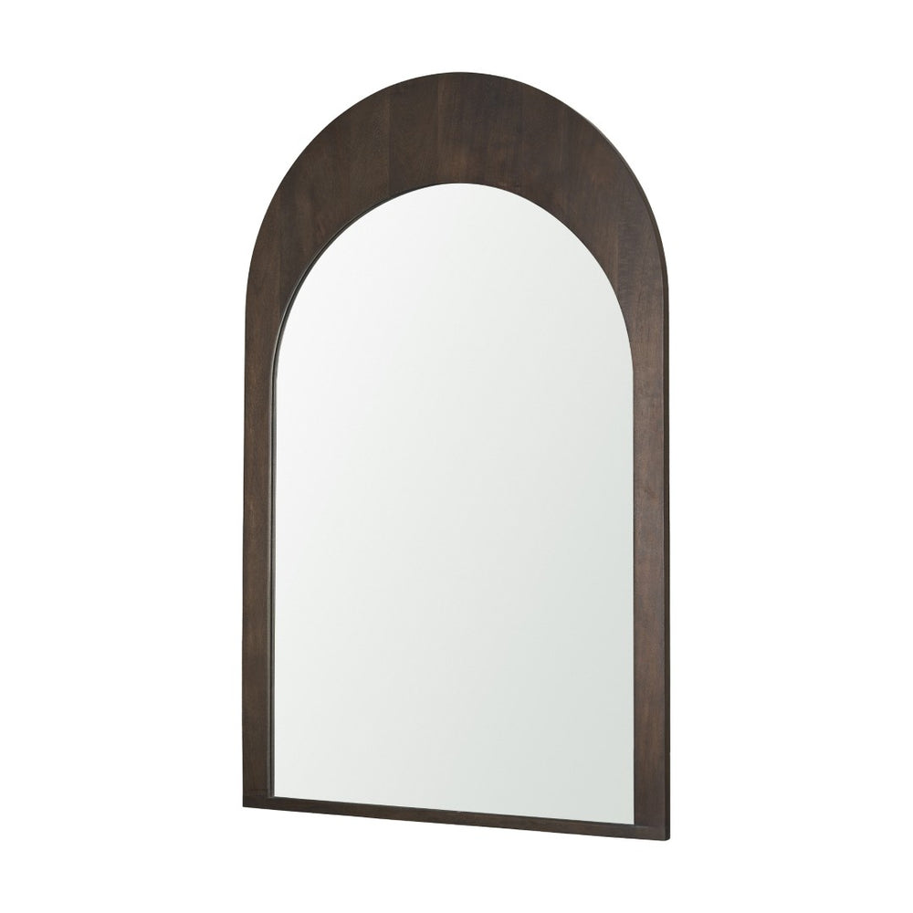 HomeRoots 48" Brown Solid Wood Arch Accent Mirror - Elegant Design, Ready to Hang, Perfect for Any Space! 607301