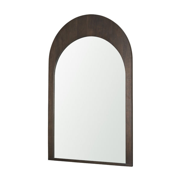 HomeRoots 48" Brown Solid Wood Arch Accent Mirror - Elegant Design, Ready to Hang, Perfect for Any Space! 607301